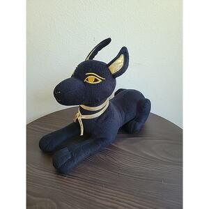 Ebros Small Black & Gold Egyptian God Of Afterlife Anubis Dog Plush Toy Soft 12"